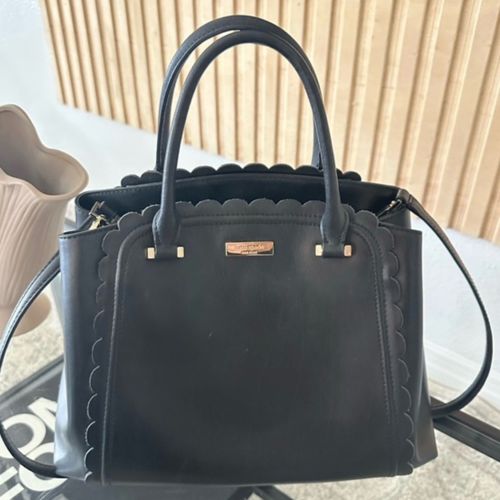 Vintage in great condition Kate Spade soft leather Black Scalloped Edge Satchel.
